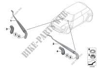 Single components for wiper arm for MINI One 2008